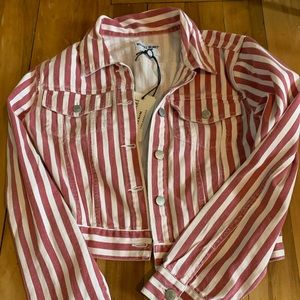 Pinstripe denim jacket